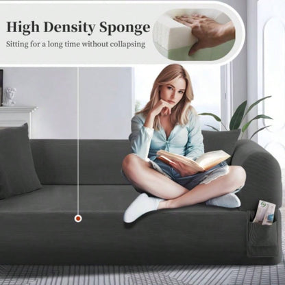 Spring Sofa with High - Quality Fabric, Pillows Storage - Pocketed Springs, High - Density Foam, Living Room, Apartment or Studics, Gray.