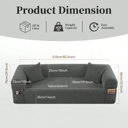 Spring Sofa with High - Quality Fabric, Pillows Storage - Pocketed Springs, High - Density Foam, Living Room, Apartment or Studics, Gray.