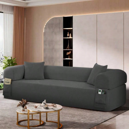 Spring Sofa with High - Quality Fabric, Pillows Storage - Pocketed Springs, High - Density Foam, Living Room, Apartment or Studics, Gray.