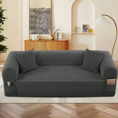 Spring Sofa with High - Quality Fabric, Pillows Storage - Pocketed Springs, High - Density Foam, Living Room, Apartment or Studics, Gray.