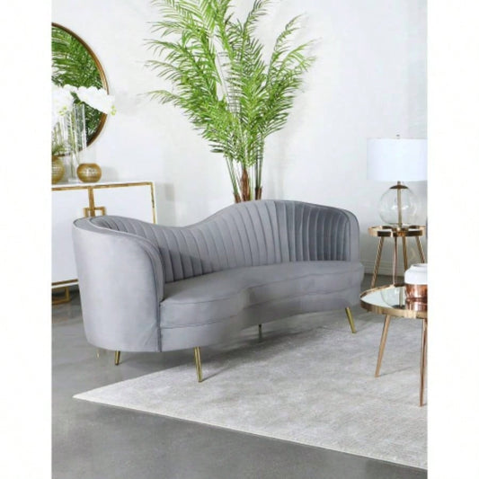 Reigha and Gold Upholstered Sofa