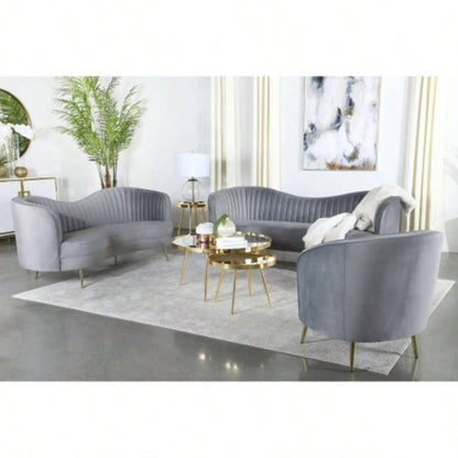 Reigha and Gold Upholstered Sofa