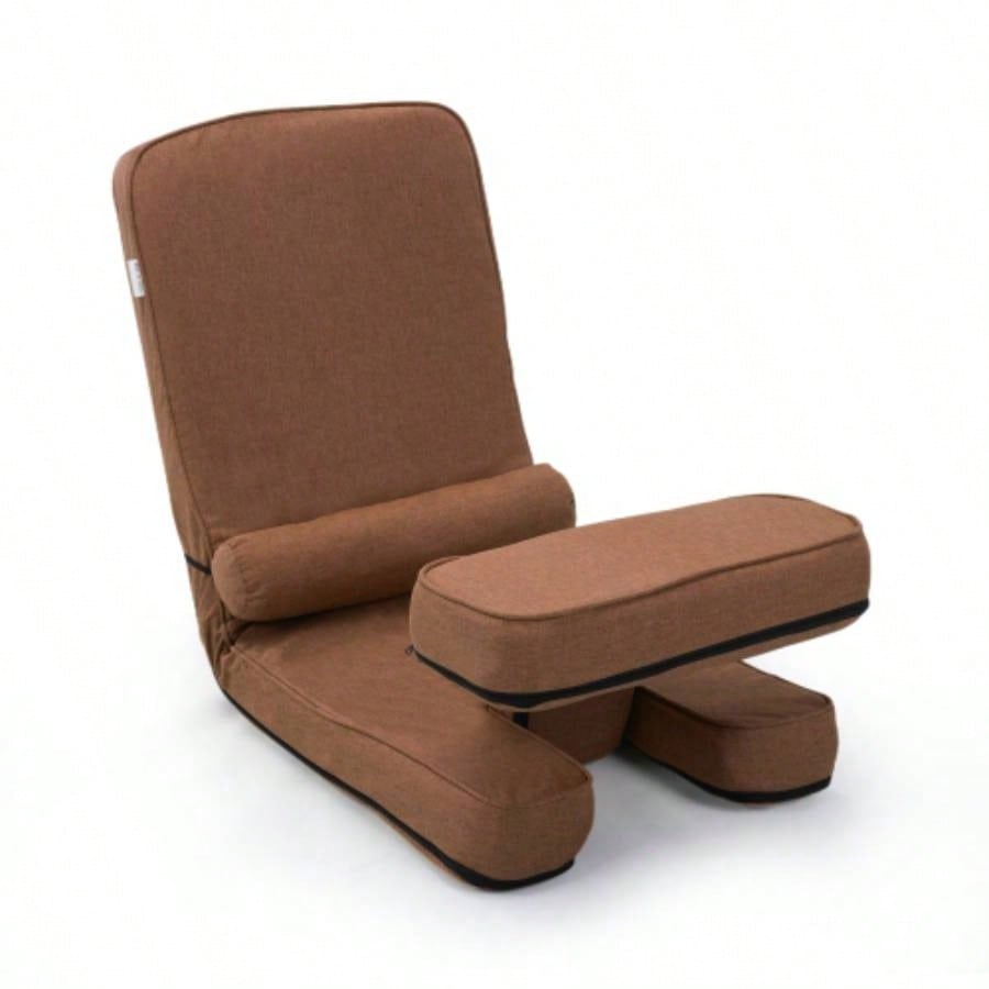 Multi - functional Foldable Sofa with Adjustable Angles and Pillow, Dark Brown
