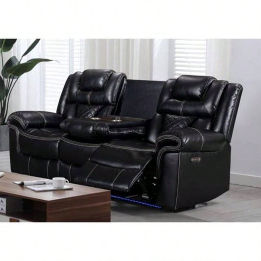 ENCORE BLACK SOFA DUAL POWER/ DDT WIRELESS, LIGHT TAPE LEATHER GEL USB ON SWITCH
