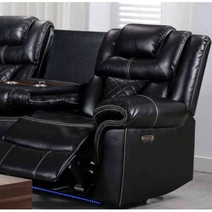 ENCORE BLACK SOFA DUAL POWER/ DDT WIRELESS, LIGHT TAPE LEATHER GEL USB ON SWITCH
