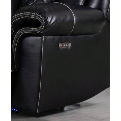 ENCORE BLACK SOFA DUAL POWER/ DDT WIRELESS, LIGHT TAPE LEATHER GEL USB ON SWITCH