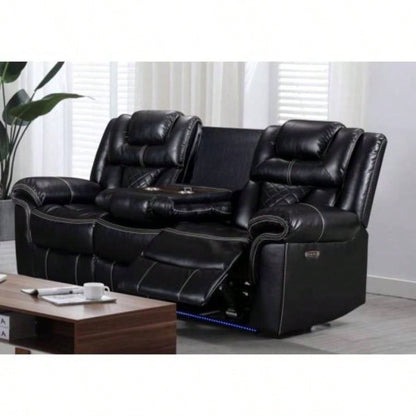 ENCORE BLACK SOFA DUAL POWER/ DDT WIRELESS, LIGHT TAPE LEATHER GEL USB ON SWITCH