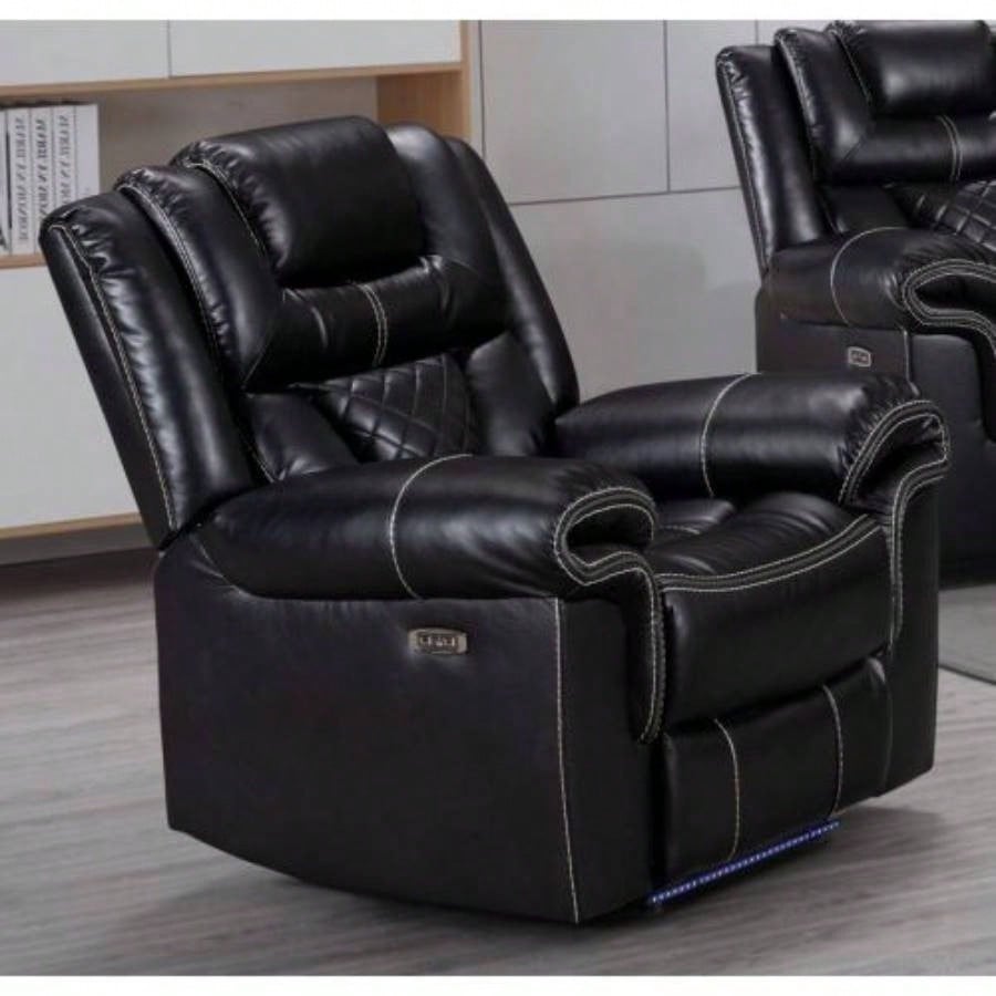 ENCORE BLACK SOFA DUAL POWER/ DDT WIRELESS, LIGHT TAPE LEATHER GEL USB ON SWITCH
