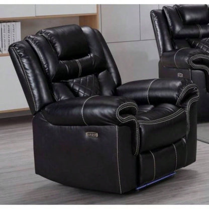ENCORE BLACK SOFA DUAL POWER/ DDT WIRELESS, LIGHT TAPE LEATHER GEL USB ON SWITCH