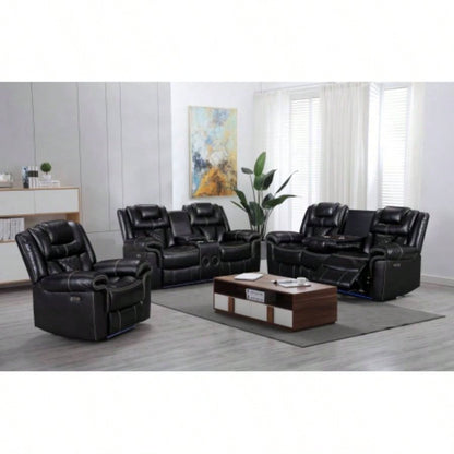 ENCORE BLACK SOFA DUAL POWER/ DDT WIRELESS, LIGHT TAPE LEATHER GEL USB ON SWITCH