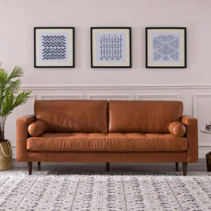Mid - Tufted Leather Sofa