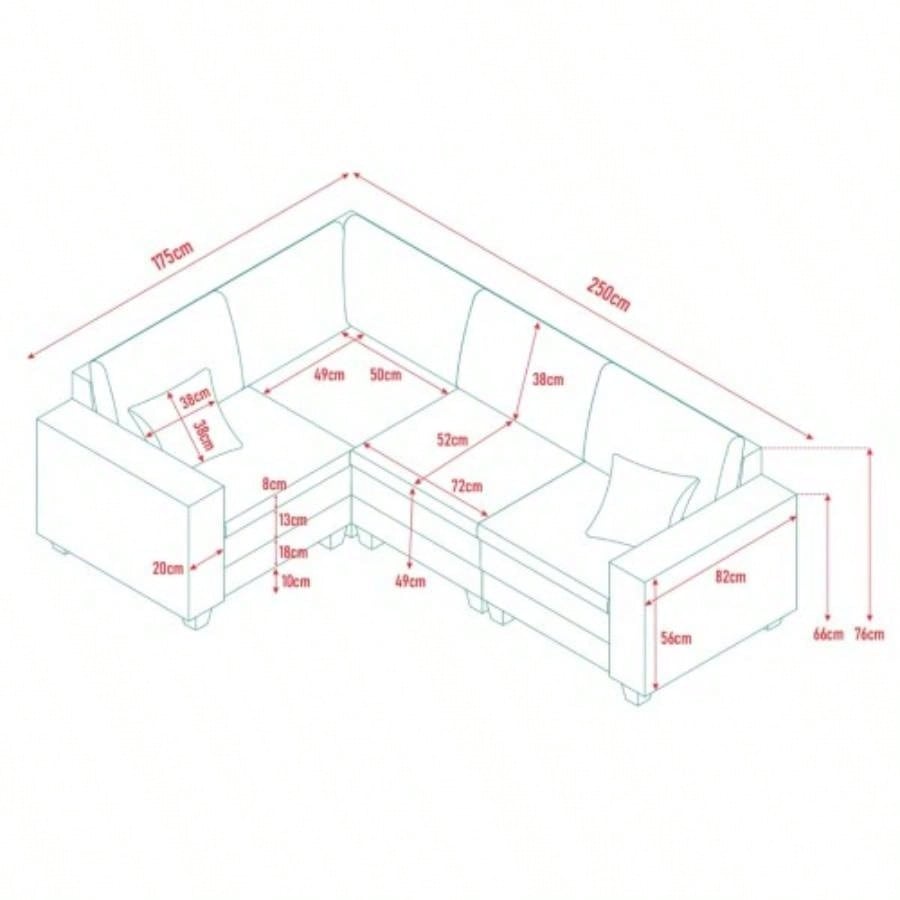 Modular Sectional Sofa, L - Shaped Corduroy Couch Set, 3 - Seater Modular Sofa with Deep and Cloud - Like Comfort, Living Room, Apartment, Bedroom, Studio, Office, Beige