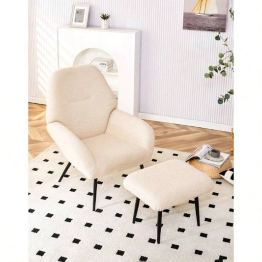 Light luxury single sofa modern simple living room balcony leisure sofa chair, white