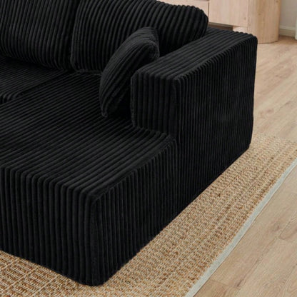U shape Modular Sectional Sofa, Compressed Sectional Sofa Modern Minimalist Style Corduroy Couch, Sleeper Sofa Living Room, Bedroom, Comfy Compressed Sofa Couch Space - Efficient Design - black