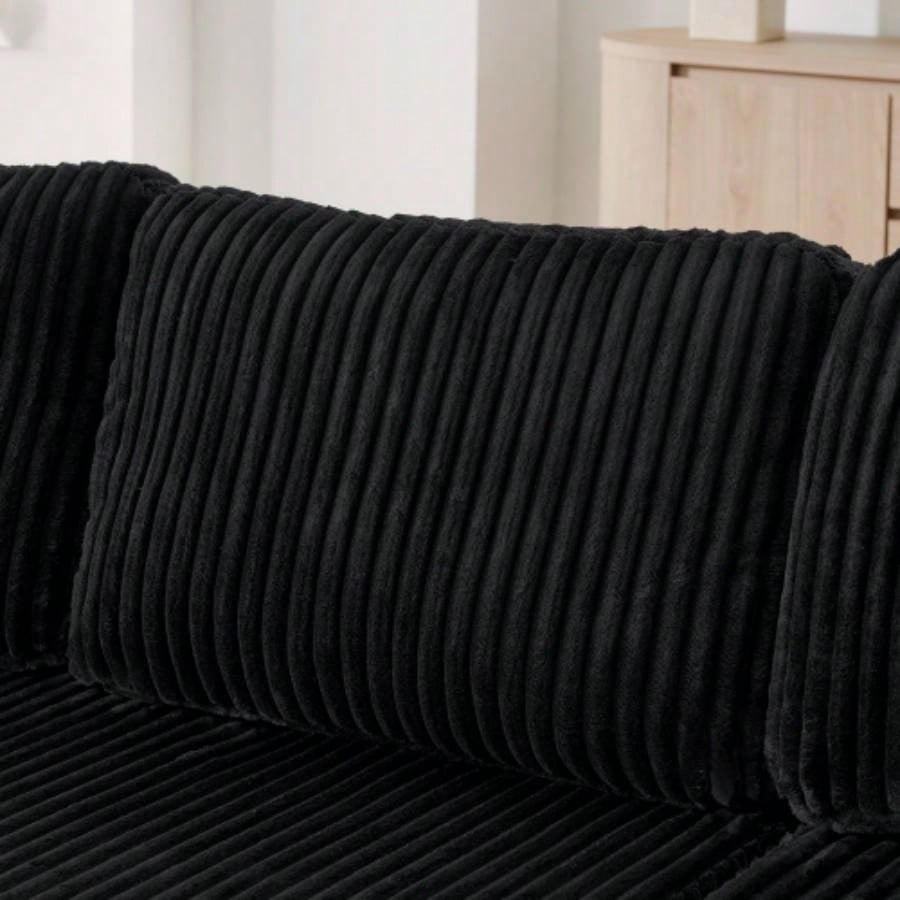 U shape Modular Sectional Sofa, Compressed Sectional Sofa Modern Minimalist Style Corduroy Couch, Sleeper Sofa Living Room, Bedroom, Comfy Compressed Sofa Couch Space - Efficient Design - black