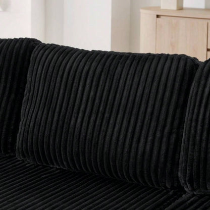 U shape Modular Sectional Sofa, Compressed Sectional Sofa Modern Minimalist Style Corduroy Couch, Sleeper Sofa Living Room, Bedroom, Comfy Compressed Sofa Couch Space - Efficient Design - black