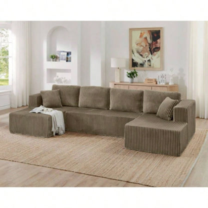 U shape Modular Sectional Sofa, Compressed Sectional Sofa Modern Minimalist Style Corduroy Couch, Sleeper Sofa Living Room, Bedroom, Comfy Compressed Sofa Couch Space - Efficient Design - black