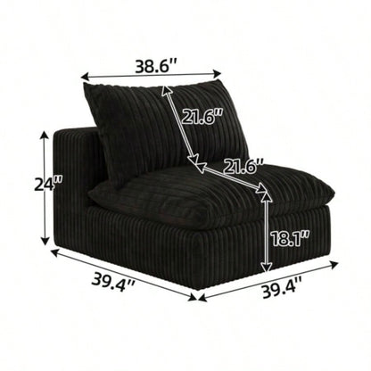 Cloud Sofa, Corduroy Fabric, Deep Couches, Double - layer design, Removable Cushion, No Assembly, Combination Living room, Bedroom, Conference room, Apartment, Black