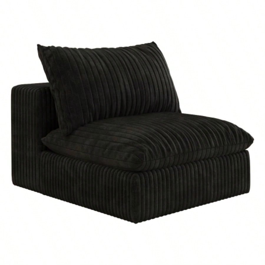 Cloud Sofa, Corduroy Fabric, Deep Couches, Double - layer design, Removable Cushion, No Assembly, Combination Living room, Bedroom, Conference room, Apartment, Black