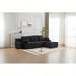 Modern Foam Compressed Sofa, Single Chaise Longue Living Room, Pet - Friendly Cloud Modular Sectional Sofa, Corduroy Fabric, Movable Ottoman, No Assembly with Pillows, Beige