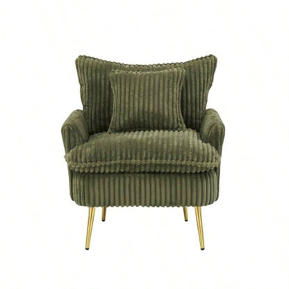 30.31 inch single chair Fashion sofa, green sofa, coarse corduroy fabric, soft and comfortable, suitable apartment office living room bedroom meeting room