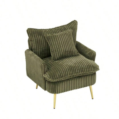 30.31 inch single chair Fashion sofa, green sofa, coarse corduroy fabric, soft and comfortable, suitable apartment office living room bedroom meeting room