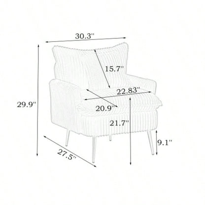 30.31 inch single chair Fashion sofa, green sofa, coarse corduroy fabric, soft and comfortable, suitable apartment office living room bedroom meeting room