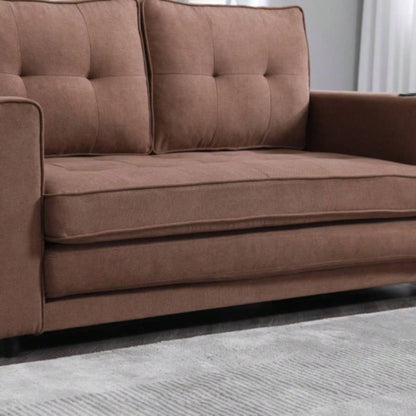 VIDEO Provided3 - in - 1 Upholstered Futon Sofa Convertible Floor Sofa bed, Foldable Tufted Loveseat with Pull Out Sleeper Couch Bed, Folding Mattres Love Daybed/Side Pockets Living Room, Brown