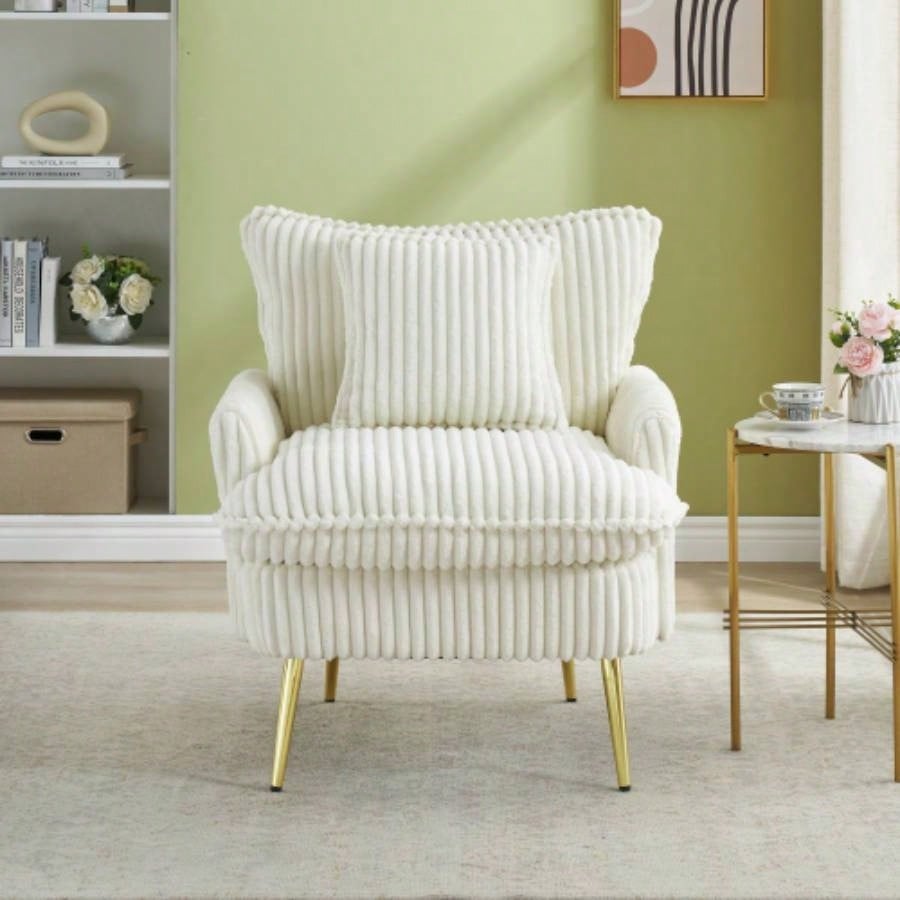 30.31 inch single chair Fashion sofa, green sofa, coarse corduroy fabric, soft and comfortable, suitable apartment office living room bedroom meeting room
