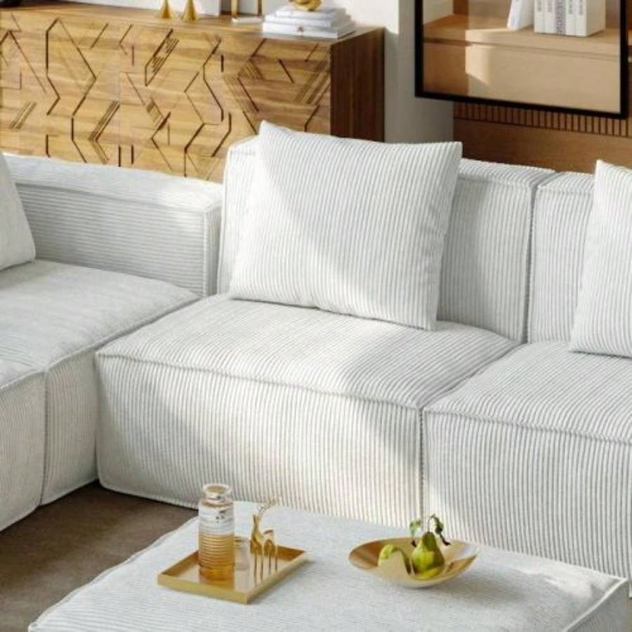 Belfin Modular Sectional Sofa, Convertible Tofu Block Sofa Floor Sofa Bed Armrest Comfy Sofa Bed Compressed Sofa Compression Sofa Living Room Bedroom - Chenille Fabric beige