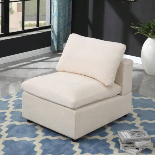 Modern Upholstered Middle Module Modular Sectional, Sectional Sofa Couch Accent Armless Chair, Chenille Beige