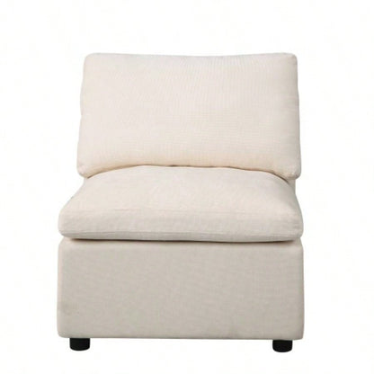 Modern Upholstered Middle Module Modular Sectional, Sectional Sofa Couch Accent Armless Chair, Chenille Beige