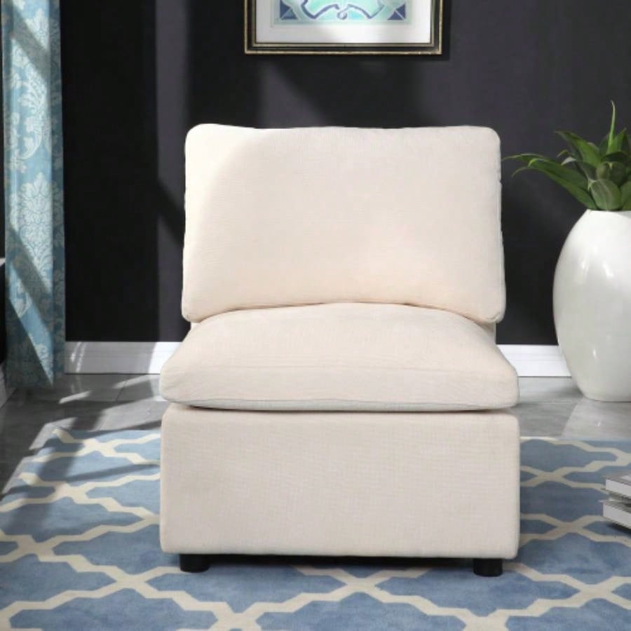 Modern Upholstered Middle Module Modular Sectional, Sectional Sofa Couch Accent Armless Chair, Chenille Beige