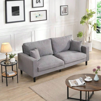 74 High Resilience three seater Sofa, Wooden Frame 3 Sofa, Comfy, Modern Upholstered Sofa, Living Room Bedroom Apartment, Light gray