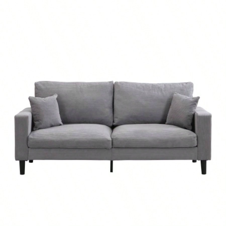 74 High Resilience three seater Sofa, Wooden Frame 3 Sofa, Comfy, Modern Upholstered Sofa, Living Room Bedroom Apartment, Light gray