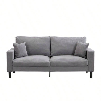 74 High Resilience three seater Sofa, Wooden Frame 3 Sofa, Comfy, Modern Upholstered Sofa, Living Room Bedroom Apartment, Light gray