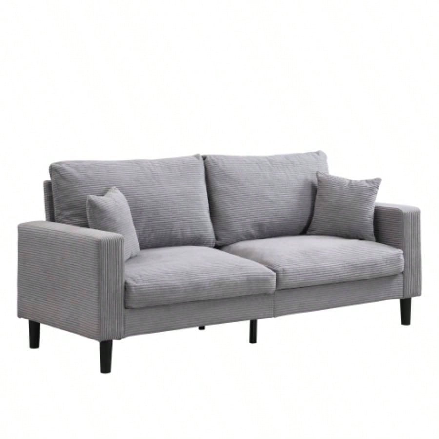 74 High Resilience three seater Sofa, Wooden Frame 3 Sofa, Comfy, Modern Upholstered Sofa, Living Room Bedroom Apartment, Light gray