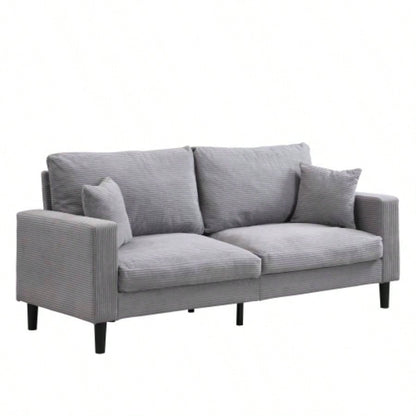 74 High Resilience three seater Sofa, Wooden Frame 3 Sofa, Comfy, Modern Upholstered Sofa, Living Room Bedroom Apartment, Light gray