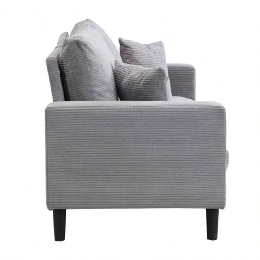 74 High Resilience three seater Sofa, Wooden Frame 3 Sofa, Comfy, Modern Upholstered Sofa, Living Room Bedroom Apartment, Light gray