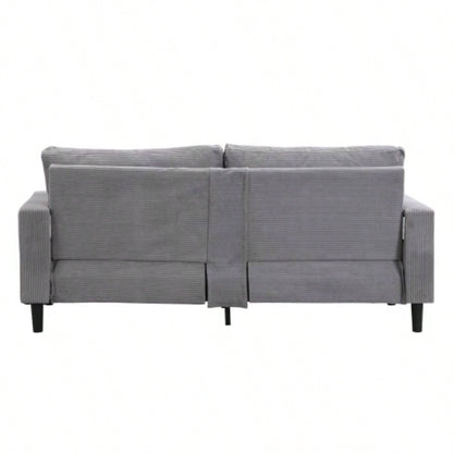 74 High Resilience three seater Sofa, Wooden Frame 3 Sofa, Comfy, Modern Upholstered Sofa, Living Room Bedroom Apartment, Light gray