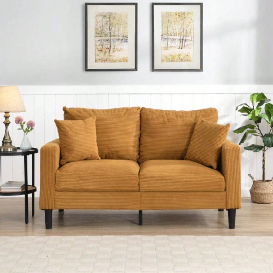 74 High Resilience three seater Sofa, Wooden Frame 3 Sofa, Comfy, Modern Upholstered Sofa, Living Room Bedroom Apartment, Light gray