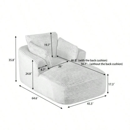 Oversized Corduroy Chaise Lounge Chair Indoor, Corduroy Upholstered Modern Sofa Couch, No Assembly Required, Comfy Sleeper Sofa Living Room/Dorm/Apartment