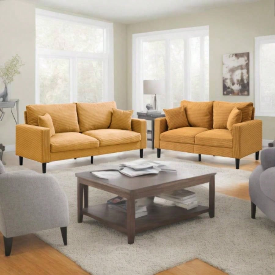 74 High Resilience three seater Sofa, Wooden Frame 3 Sofa, Comfy, Modern Upholstered Sofa, Living Room Bedroom Apartment, Light gray