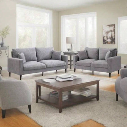 74 High Resilience three seater Sofa, Wooden Frame 3 Sofa, Comfy, Modern Upholstered Sofa, Living Room Bedroom Apartment, Light gray