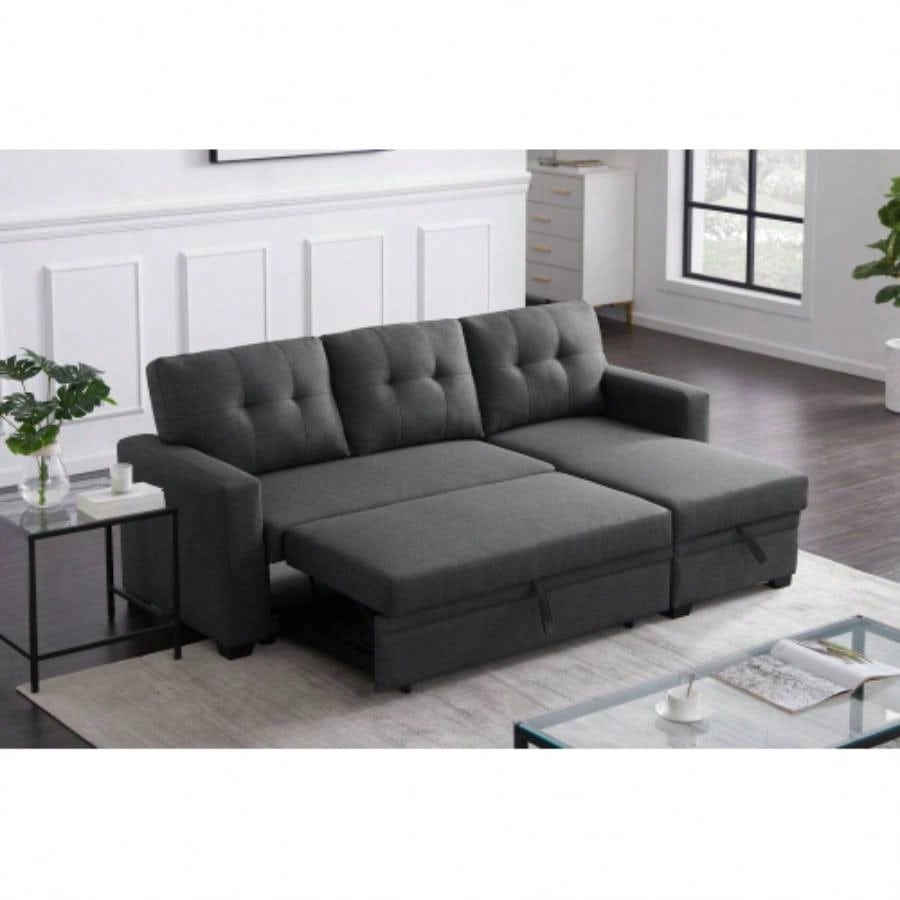 Upholstered Pull out Sectional Sofa with Chaise