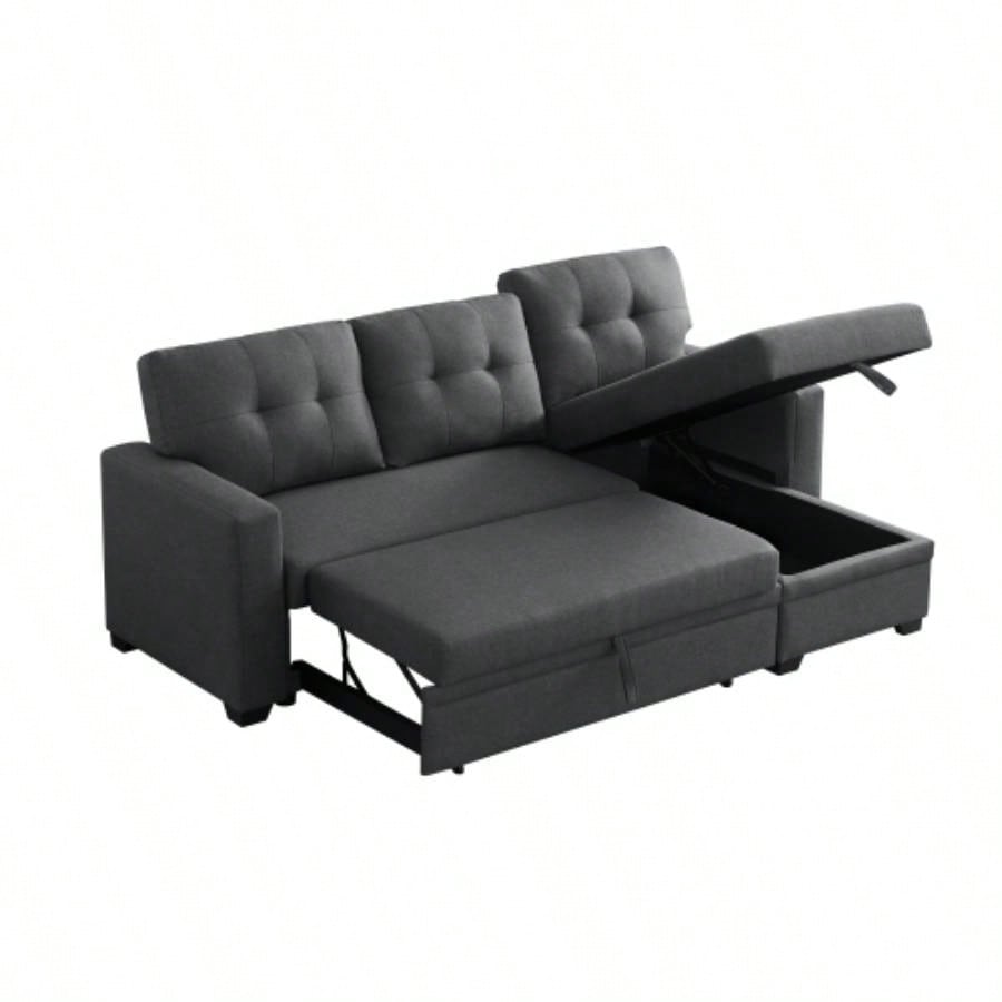 Upholstered Pull out Sectional Sofa with Chaise