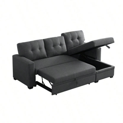 Upholstered Pull out Sectional Sofa with Chaise
