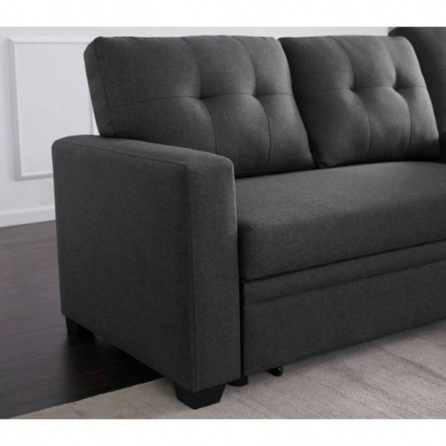 Upholstered Pull out Sectional Sofa with Chaise