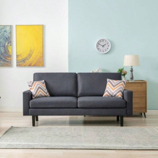 Bahamas 70 Dark Gray Linen Sofa with 2 Throw Pillows