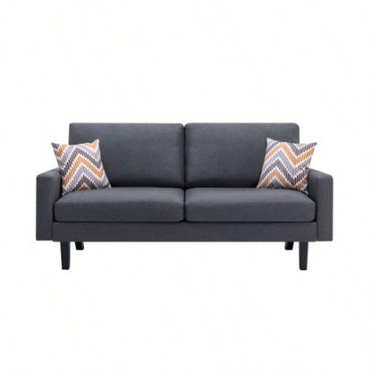 Bahamas 70 Dark Gray Linen Sofa with 2 Throw Pillows